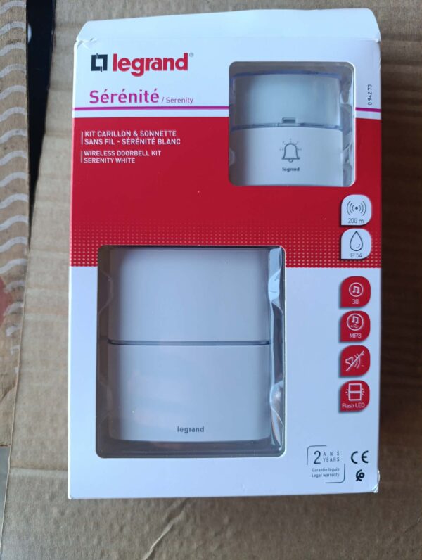 Legrand 094271 Bezprzewodowy Dzwonek Premium MP3 – Wodoszczelny IP54, 30 Melodii, Zasięg 100 m